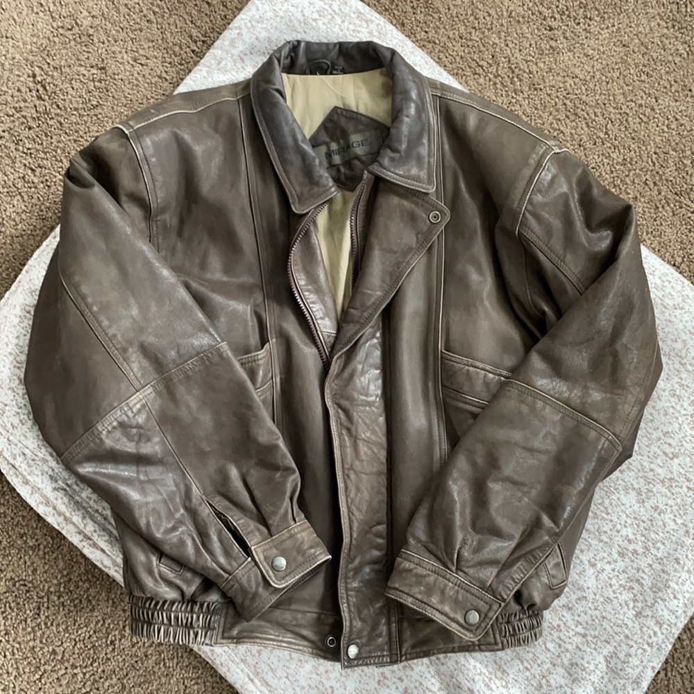 Men’s Mirage Vintage Brown Leather Bomber Jacket